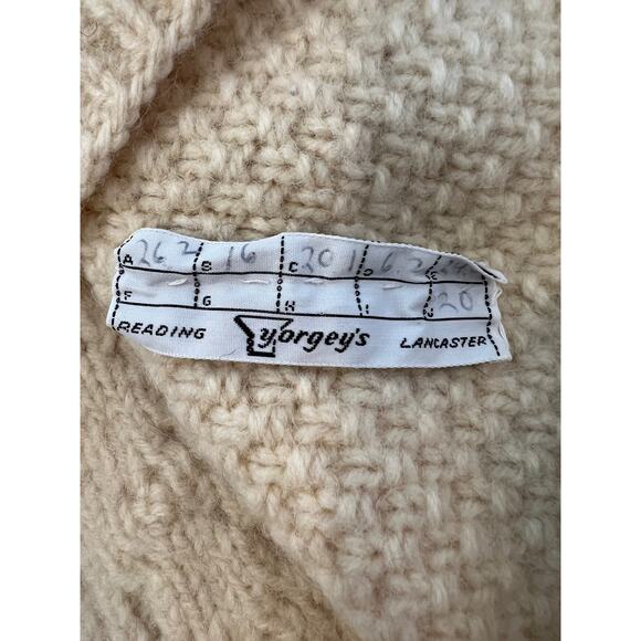 Vintage Cable Knit V Neck Fishermans Sweater Natural - Picture 7 of 7